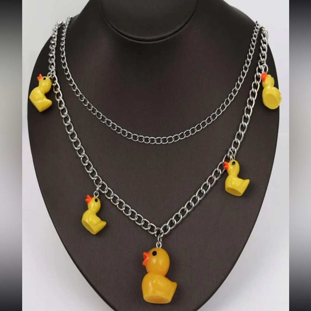 🐥 Adorable Rubber Ducky Duck Layered Necklace 🐥